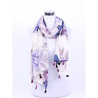 Women Acrylic Chiffon Knitwear Scarf, Vintage Cute Casual SquarePrint