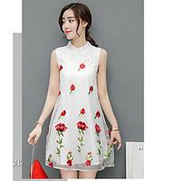 womens casualdaily simple a line dress embroidered stand above knee sl ...