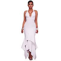 womens party club sexy loose dress solid v neck asymmetrical sleeveles ...