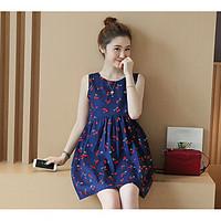 womens casualdaily loose dress print round neck mini sleeveless others ...