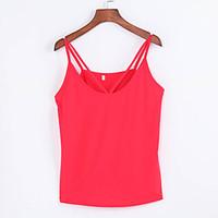 Women\'s Going out Sexy / Street chic Summer Tanks, Solid Strap Sleeveless Red / White / Black Polyester Thin