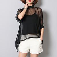 womens going out work simple sophisticated all seasons blouse solid st ...