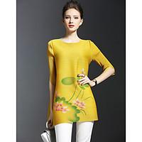 womens going out casualdaily chinoiserie loose dress floral round neck ...