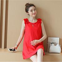 Women\'s Casual/Daily Simple Loose Dress, Solid Round Neck Mini Sleeveless Others Summer Mid Rise Micro-elastic Medium