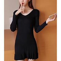 womens going out sexy a line sheath dress solid v neck above knee long ...