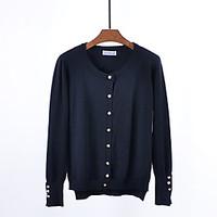 womens casualdaily simple regular cardigan solid round neck long sleev ...
