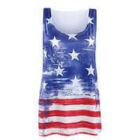 Women\'s Going out Beach Holiday Sexy Simple Street chic Fashion Classic All Match Spring Summer Tank TopStriped Print Star U Neck Sleeveless Medium