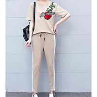 womens casualdaily simple summer hoodie pant suits letter round neck h ...