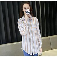 womens casualdaily simple shirt striped square neck long sleeve others