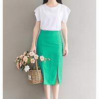 Women\'s Casual/Daily Midi Skirts Pencil Solid Summer