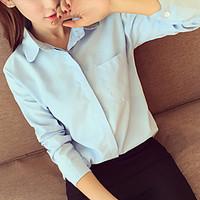 womens casualdaily simple shirt solid square neck long sleeve others