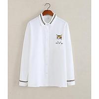 womens casualdaily simple spring summer shirt solid embroidered shirt  ...