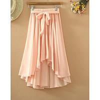 womens mid rise work midi skirts swing solid summer