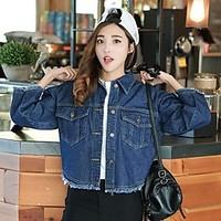 womens going out casualdaily simple street chic fall denim jacket soli ...