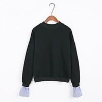Women\'s Casual/Daily Sweatshirt Solid Pure Color U Neck Micro-elastic Cotton Long Sleeve Winter