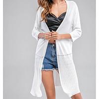 womens casualdaily simple long cardigan solid halter sleeve cotton spr ...