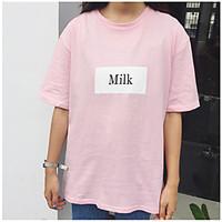 womens casualdaily cute t shirt solid letter round neck short sleeve c ...