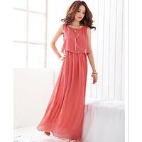 womens party cute swing dress solid v neck maxi sleeveless polyester s ...