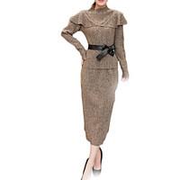 womens plus size simple sophisticated fall winter set skirt suits soli ...