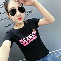 womens casualdaily simple summer t shirt letter round neck short sleev ...