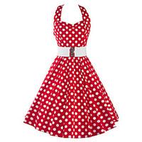 womens casualdaily vintage a line dress polka dot halter knee length s ...