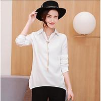 Women\'s Daily Simple Shirt, Solid Shirt Collar Long Sleeve Cotton Linen