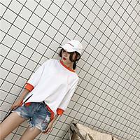 womens casualdaily simple t shirt color block round neck sleeve cotton