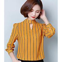 Women\'s Going out Vintage Blouse, Striped Round Neck Long Sleeve Others