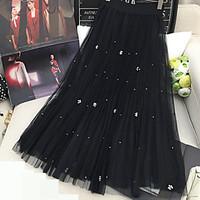 womens a line solid tulle skirts casualdaily simple high rise maxi ela ...