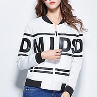 womens casualdaily sports street chic jackets letter round neck long s ...