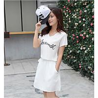 womens casualdaily simple loose dress solid round neck above knee shor ...