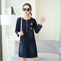 womens casualdaily cute a line dress solid round neck above knee long  ...