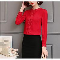 womens casualdaily simple spring fall blouse solid round neck long sle ...