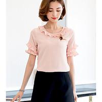 womens going out cute blouse solid round neck short sleeve others