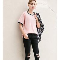 womens going out vintage t shirt striped round neck short sleeve cotto ...