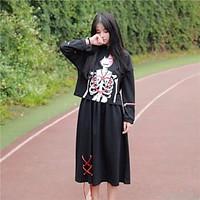 womens going out cute spring t shirt skirt suits solid round neck long ...