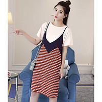 womens casualdaily street chic spring t shirt dress suits solid polka  ...