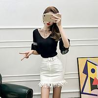 womens going out casualdaily cute summer t shirt skirt suits solid v n ...