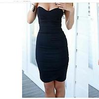 womens party sexy bodycon dress solid strapless above knee sleeveless  ...