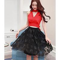 womens going out sexy cute summer shirt skirt suits solid v neck sleev ...