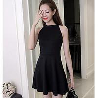 womens going out street chic a line dress solid halter above knee shor ...