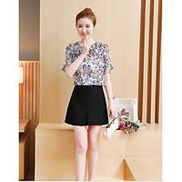 womens casualdaily street chic spring shirt skirt suits striped floral ...