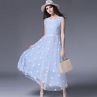 womens beach holiday cute chinoiserie swing dress solid floral round n ...