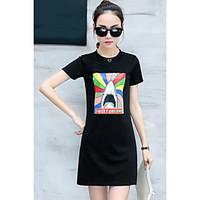 womens casualdaily simple t shirt dress letter round neck above knee s ...