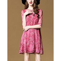 womens going out holiday cute a line dress print round neck above knee ...