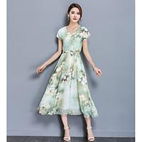 womens going out beach holiday cute swing dress floral v neck maxi sho ...