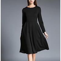 womens plus size casualdaily vintage little black dress solid round ne ...