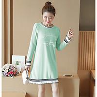 womens casualdaily cute loose dress letter round neck above knee long  ...