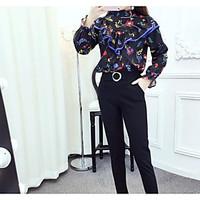 womens work street chic summer t shirt pant suits floral round neck 34 ...