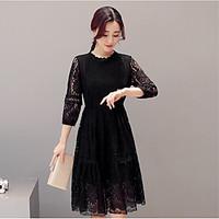 womens going out holiday cute sheath lace dress solid stand above knee ...